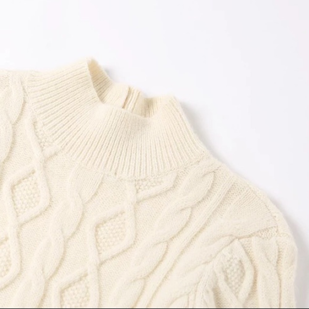 Dreamy Cable Knit Cream Open Back Sweater Dress - Picture 14 of 15